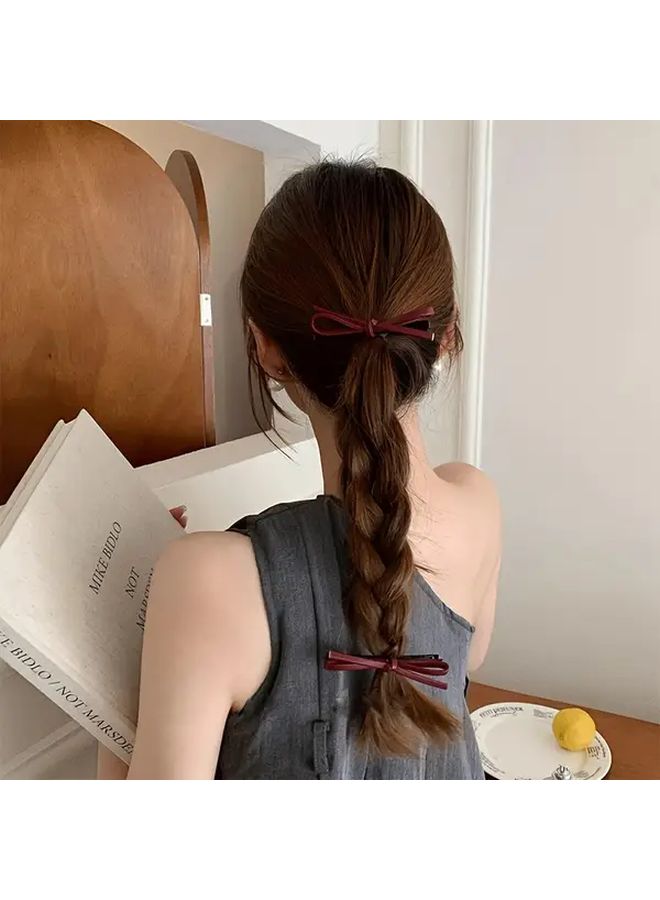 Retro Black PU Duckbill Hair Clip With Bowknot Design For Women Christmas Gift - Image 2